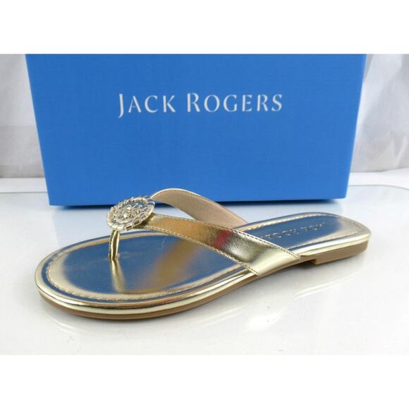 Jack Rogers Rowan Flip Flop Thong Toe Sandal Rondelle Ornament Platinum - Picture 2 of 6